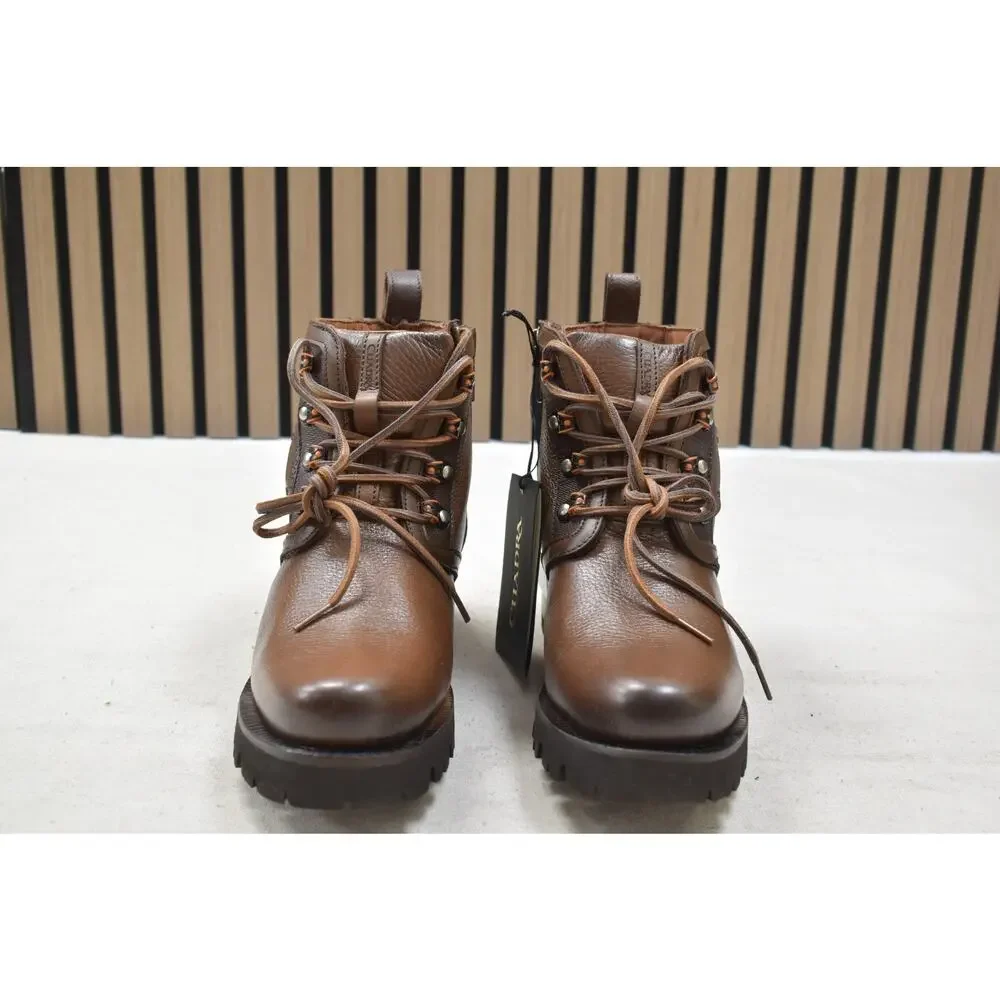 Cuadra Men's Honey Italian Deer Zip Lace Up Leather Boot CU945 US Size 8.5 EE